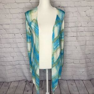 Anthropologie Sparrow Revolution asymmetrical draped plaid cardigan sweater